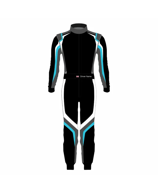 Black-White-Ferozi-Kart-Racing-Suit-Front-View