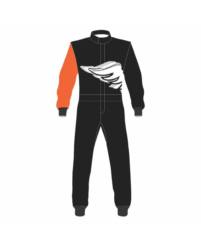 Black-White-Wings-Kart-Racing-Suit-Front-View