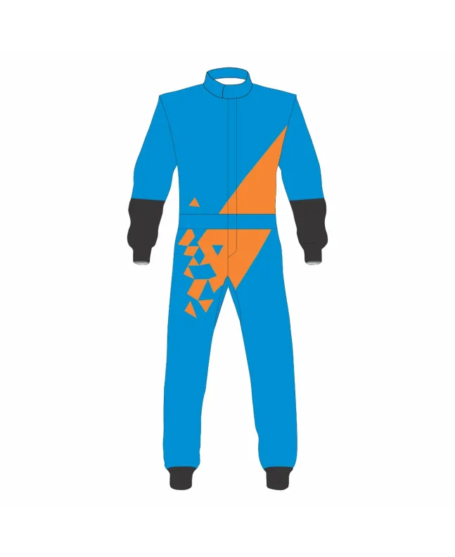 Blue-Orange-Kart-Racing-Suit-Front-View