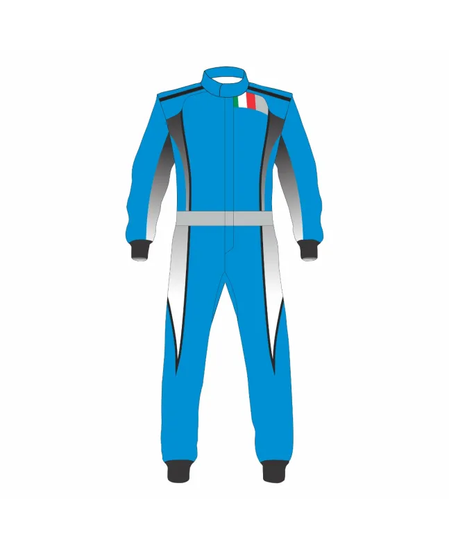 Blue-Silver-Kart-Racing-Suit-Front-View