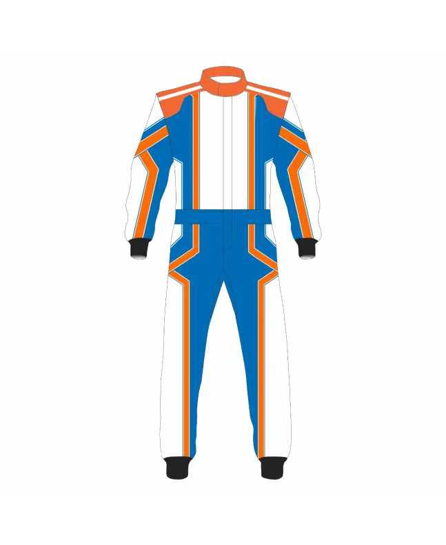 Blue-White-Orange-Kart-Racing-Suit-Front-View