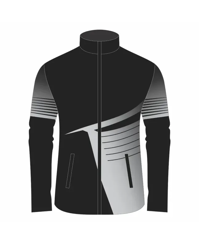 Team-Jacket-Windbreaker-Softshell-Jacket-Black-Silver-Front-View