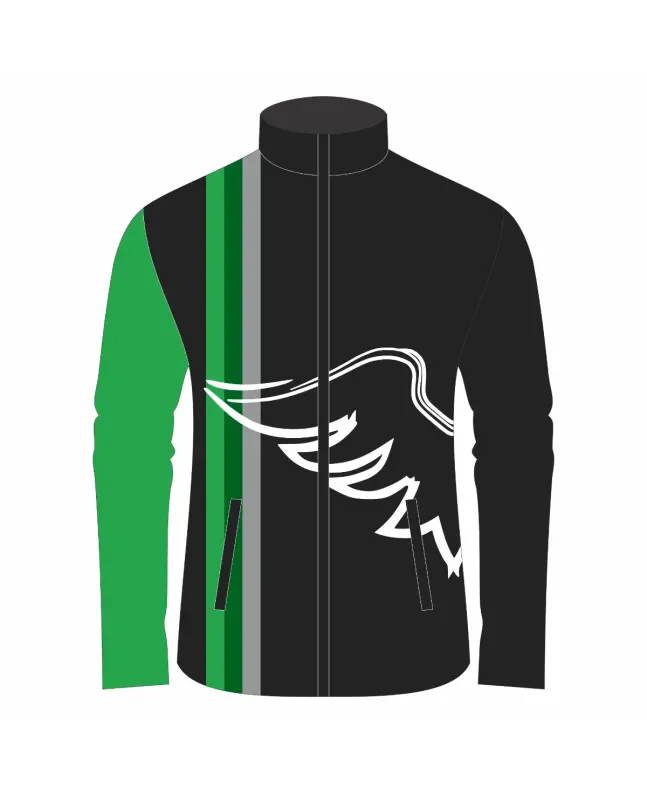 Team-Jacket-Windbreaker-Softshell-Jacket-Black-White-Wings-Front-View