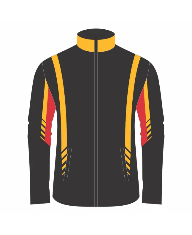 Team-Jacket-Windbreaker-Softshell-Jacket-Black-Yellow-Red-Front-View