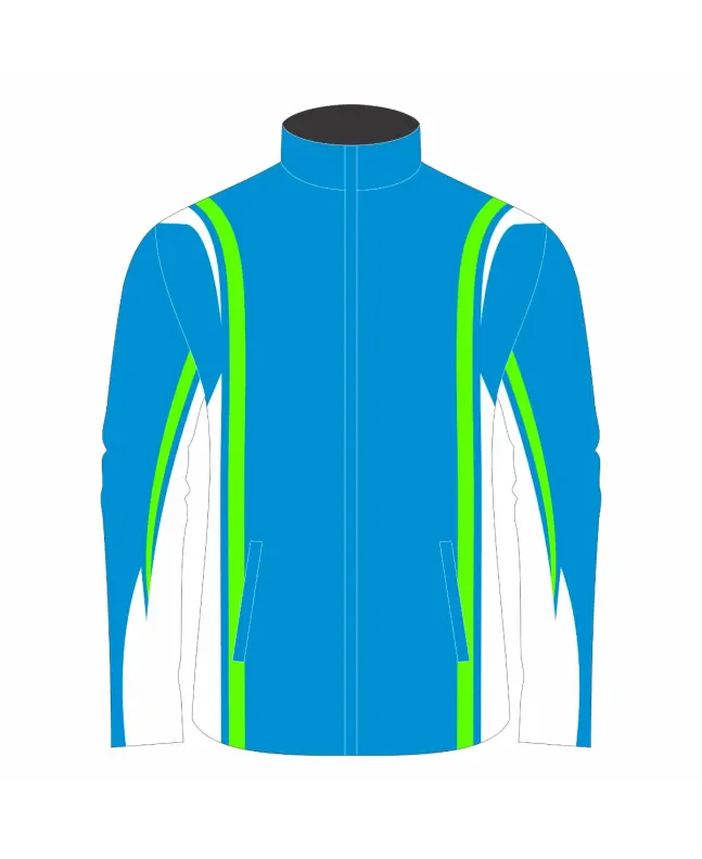 Team-Jacket-Windbreaker-Softshell-Jacket-Blue-Green-White-Front-View