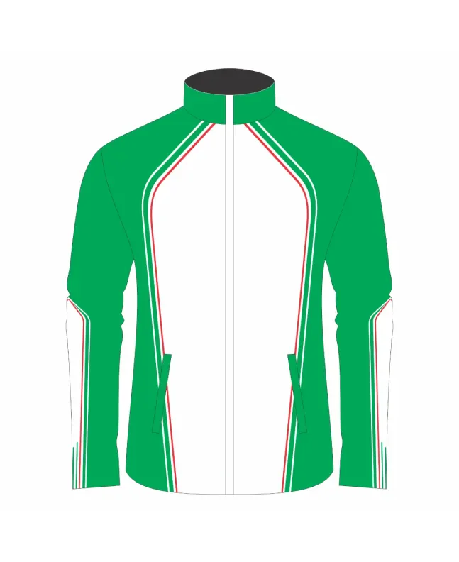 Team-Jacket-Windbreaker-Softshell-Jacket-Green-White-Front-View