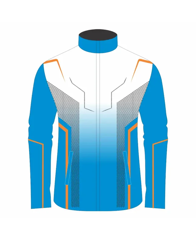 Team-Jacket-Windbreaker-Softshell-Jacket-Royal-Blue-Grey-Front-View