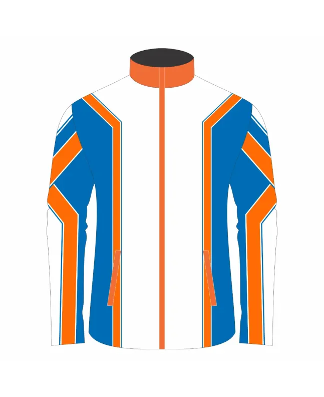 Team-Jacket-Windbreaker-Softshell-Jacket-White-Blue-Orange-Front-View