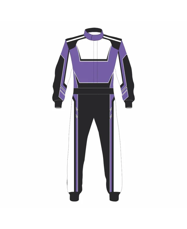 Voilet-Black-Kart-Racing-Suit-Front-View