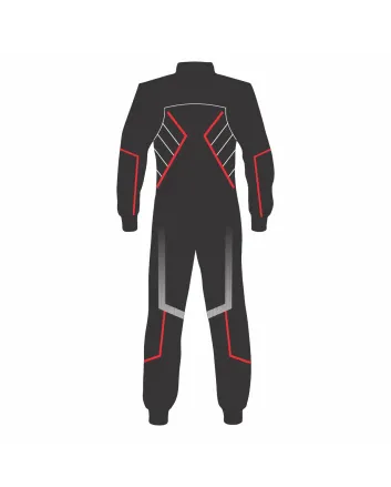 Black-White-Red-Kart-Racing-Suit-Front-View