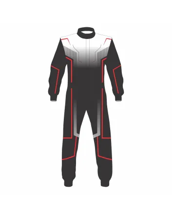 Black-White-Red-Kart-Racing-Suit-Front-View