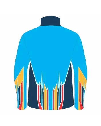 Team-Jacket-Windbreaker-Softshell-Jacket-Blue-Flame-Front-View