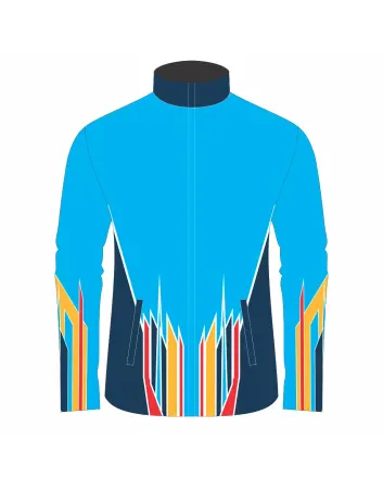 Team-Jacket-Windbreaker-Softshell-Jacket-Blue-Flame-Front-View
